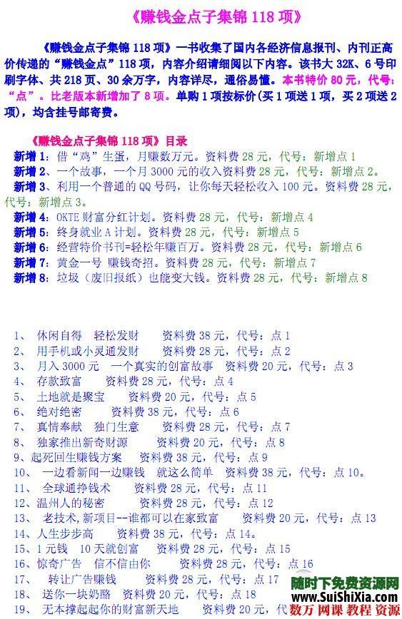 最新赚钱金点子项目上千个合集 第7张 最新赚钱金点子项目上千个合集 第7张