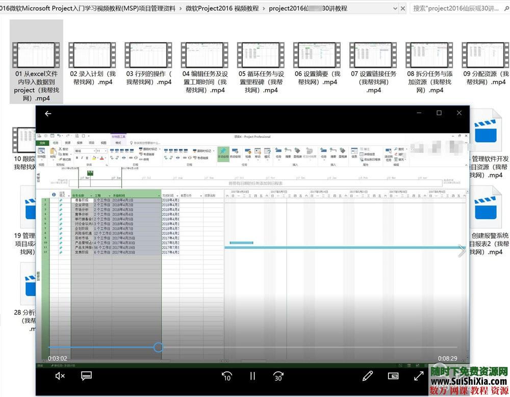 最新2003~2016微软Microsoft Project入门学习视频教程(MSP)项目管理资料 营销 第11张